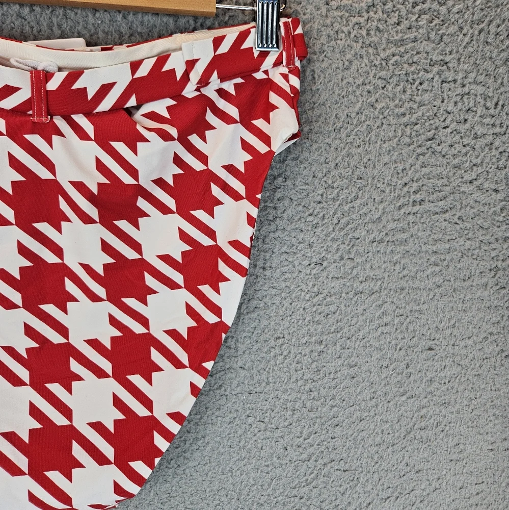 We Wore What Emily Cherry Red White Hounds Tooth Swim Suit Bottom sz L